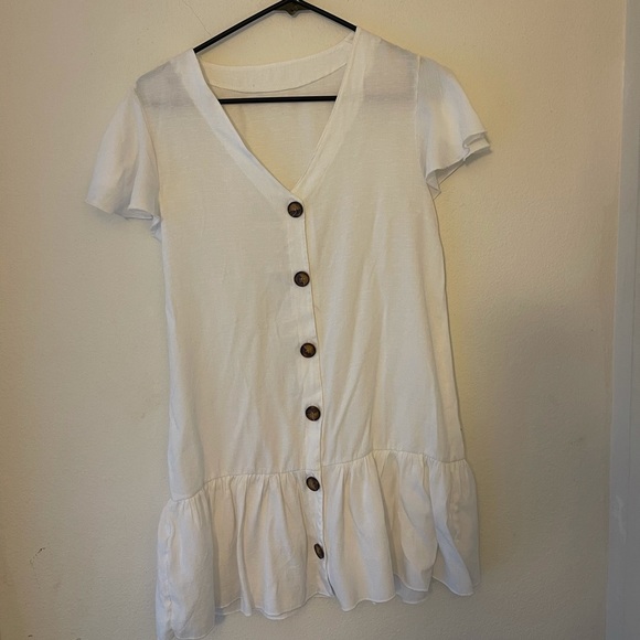 White Button Down Mini Dress - Picture 4 of 5
